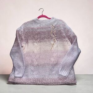 DAVI & DANI Purple Ombre sequin knit Sweater. Size Medium